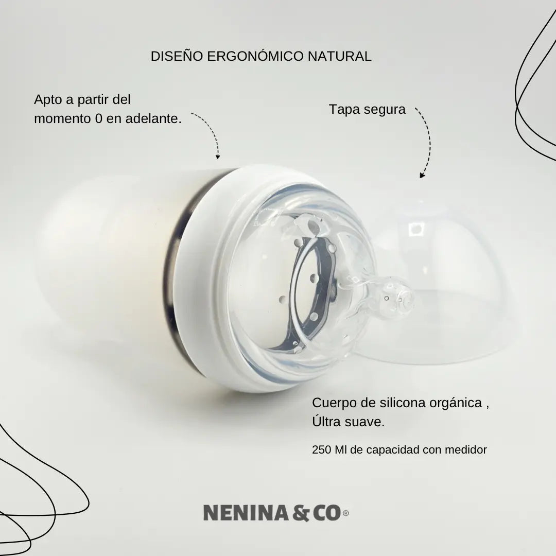 Pack Biberon Blanco flujo lento + Chupete Clásico Nenina & Co
