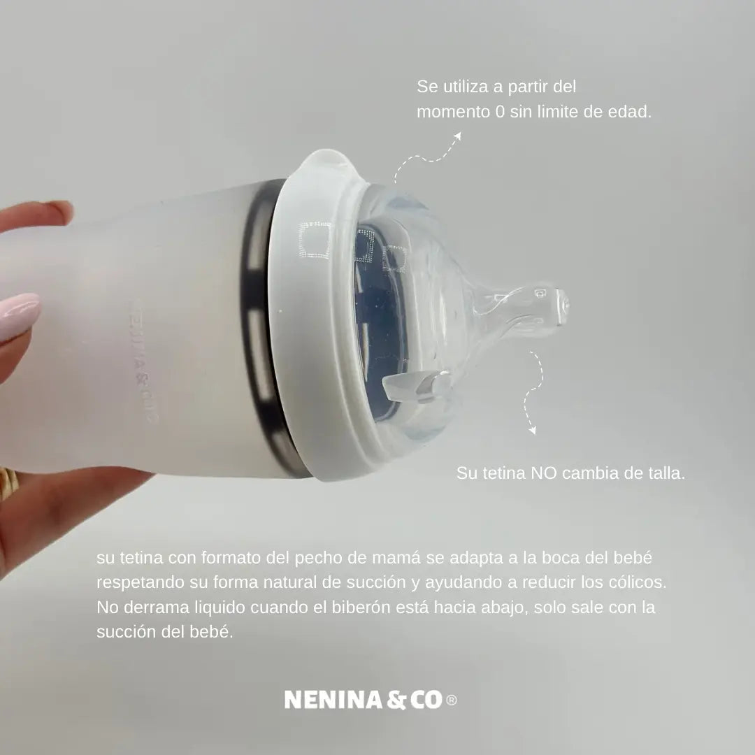 Pack Biberon Blanco flujo lento + Chupete Clásico Nenina & Co
