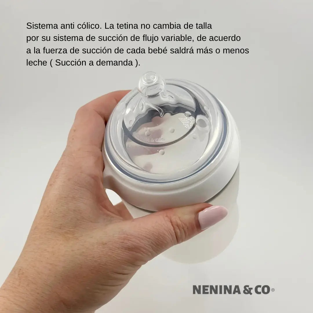 Pack Biberon Blanco flujo lento + Chupete Clásico Nenina & Co
