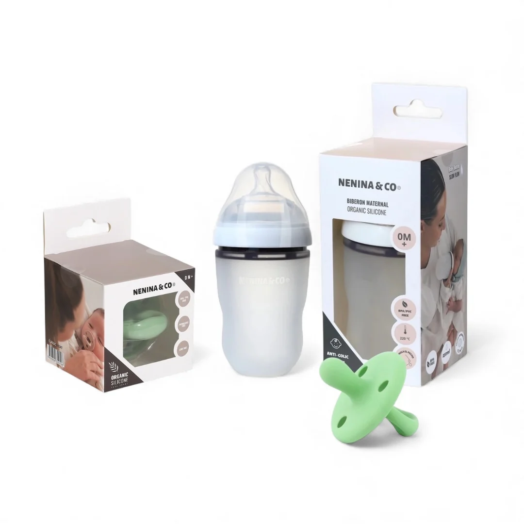 Pack Biberon Blanco flujo lento + Chupete Clásico Nenina & Co