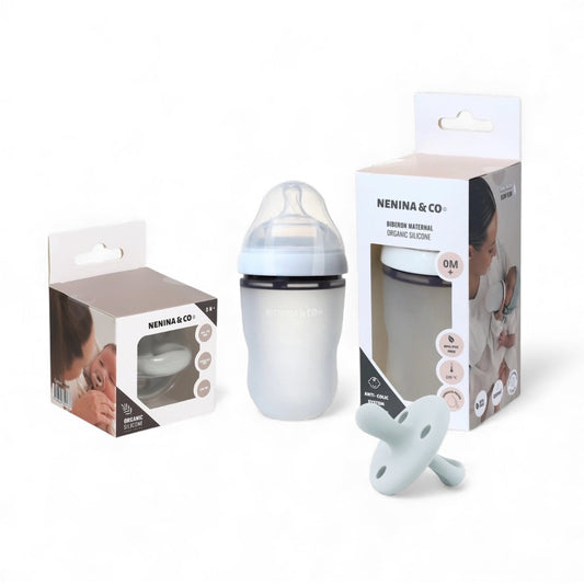 Pack Biberon Blanco flujo lento + Chupete Clásico Nenina & Co
