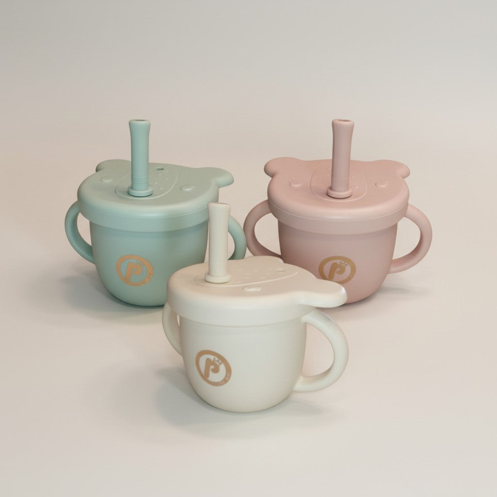 Vaso silicona bebé antiderrame con pajita SMOOTH | Popetes Kids