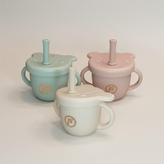 Vaso silicona bebé antiderrame con pajita SMOOTH | Popetes Kids